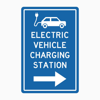ELECTRIC VEHICLE CHARGING STATION SIGN RIGHT ARROW