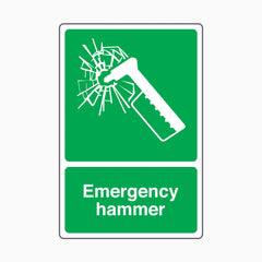 Emergency Hammer Sticker Sign