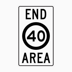 END 40km AREA SIGN