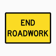 END ROADWORK WITH SWING STAND SIGN