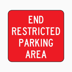 END RESTRICTED PARKING AREA SIGN