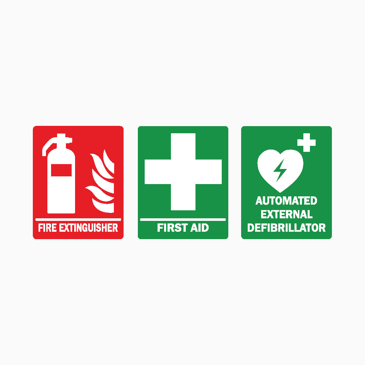 FIRE EXTINGUISHER & FIRST AID & AED Small Sticker – Get signs