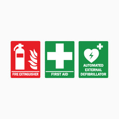FIRE EXTINGUISHER & FIRST AID & AED Small Sticker
