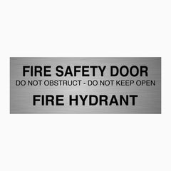 FIRE SAFETY DOOR and FIRE HYDRANT SIGN