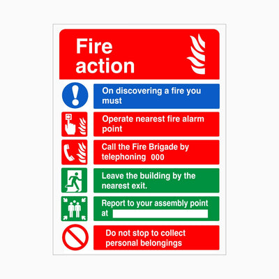 FIRE ACTION SIGN