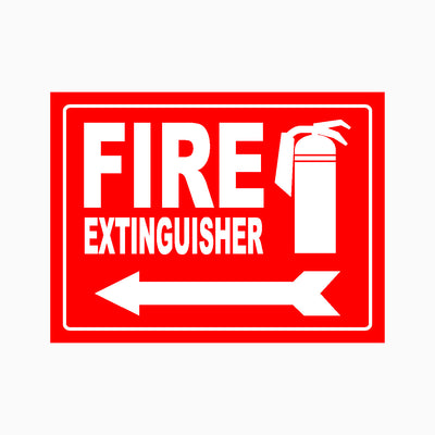 FIRE EXTINGUISHER WITH LEFT ARROW SIGN