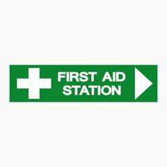 FIRST AID STATION RIGHT ARROW SIGN