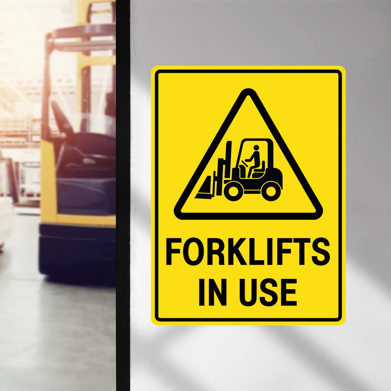 CAUTION FORKLIFTS IN USE SIGN - GET SIGNS - AUSTRALIA