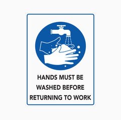 HANDS MUST BE WASHED BEFORE RETURNING TO WORK SIGN