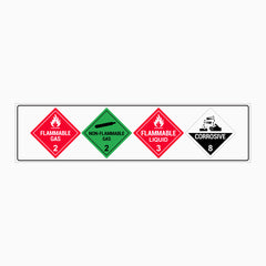 FLAMMABLE GAS 2- NON FLAMMABLE GAS 2 - FLAMMABLE LIQUID 3 - CORROSIVE 8 SIGN