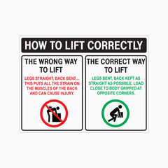 HOW TO LIFT CORRECTLY SIGN