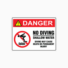 DANGER NO DIVING - SHALLOW WATER SIGN