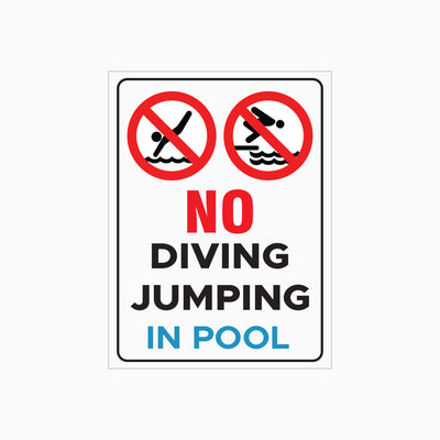 NO DIVING or JUMPING IN POOL SIGN