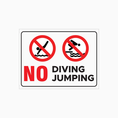 NO DIVING or JUMPING IN POOL SIGN