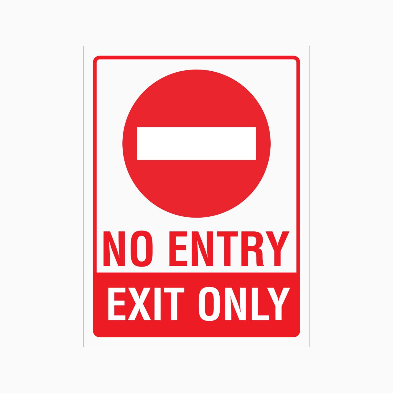 No Entry Exit Only sign with red circle and bar symbol on a white background
