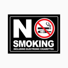 NO SMOKING INCLUDING ELECTRONIC CIGARETTES SIGN