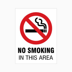NO SMOKING IN THIS AREA SIGN