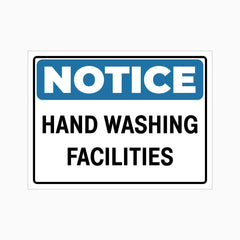 NOTICE HAND WASHING FACILITIES SIGN (LEFT or RIGHT POINT)