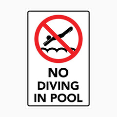 NO DIVING IN POOL SIGN