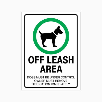 OFF LEASH AREA DOGS MUST BE UNDER CONTROL SIGN