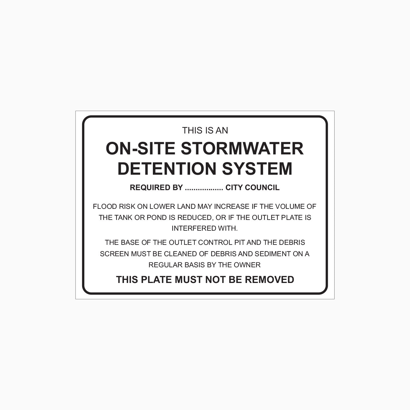 ON-SITE STORMWATER DETENTION SYSTEM OSD SIGN