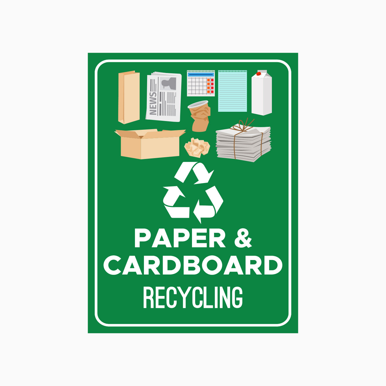 PAPER & CARDBOARD RECYCLING SIGN - Recycling Signs - Buy Now – Get signs