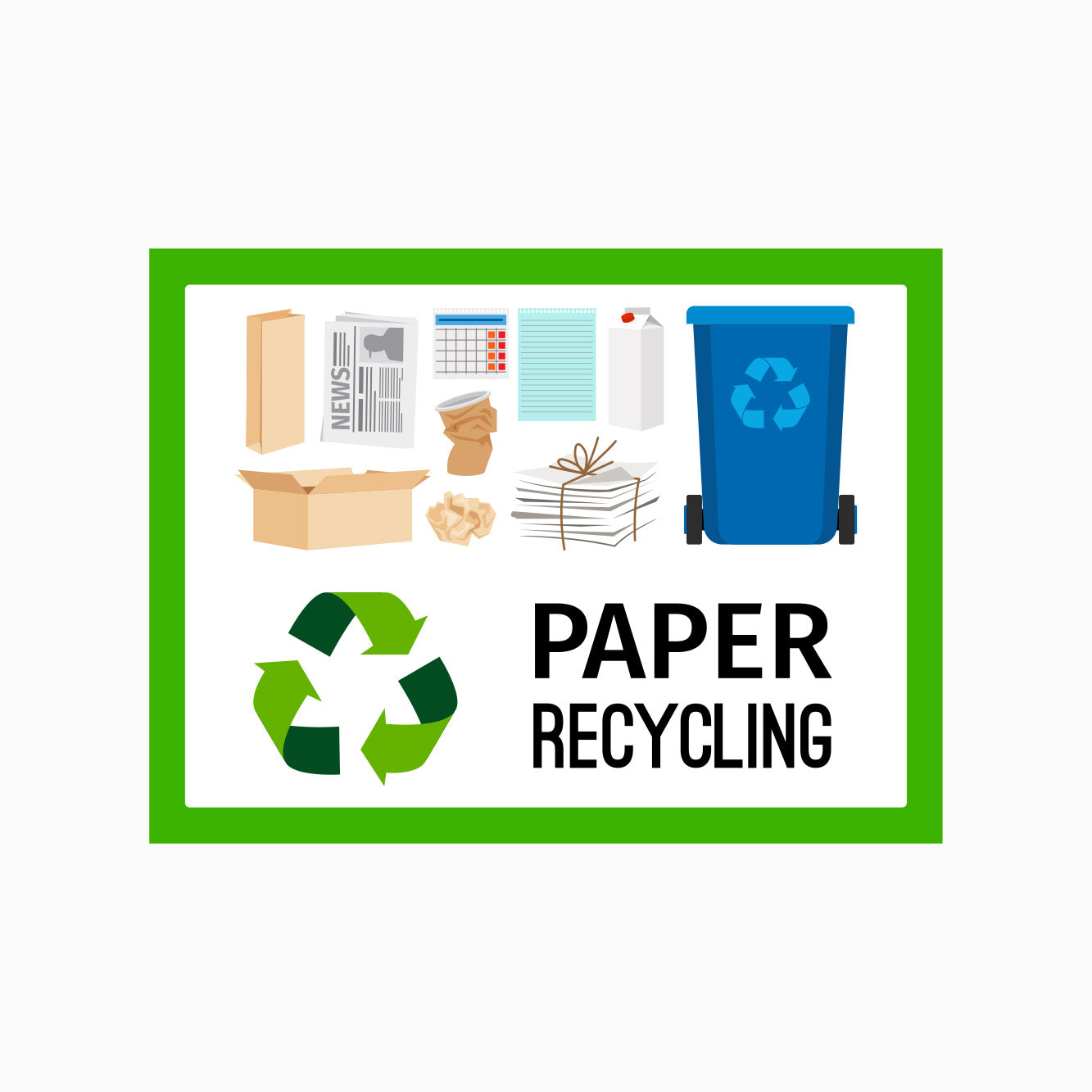 PAPER & CARDBOARD RECYCLING SIGN - Shop online Recycling Signs – Get signs
