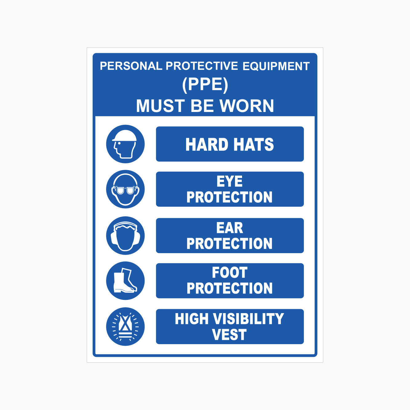 PERSONAL PROTECTIVE EQUIPMENT (PPE) MUST BE WORN SIGN