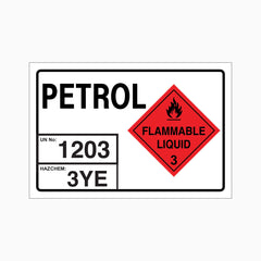PETROL FLAMMABLE LIQUID 3 SIGN