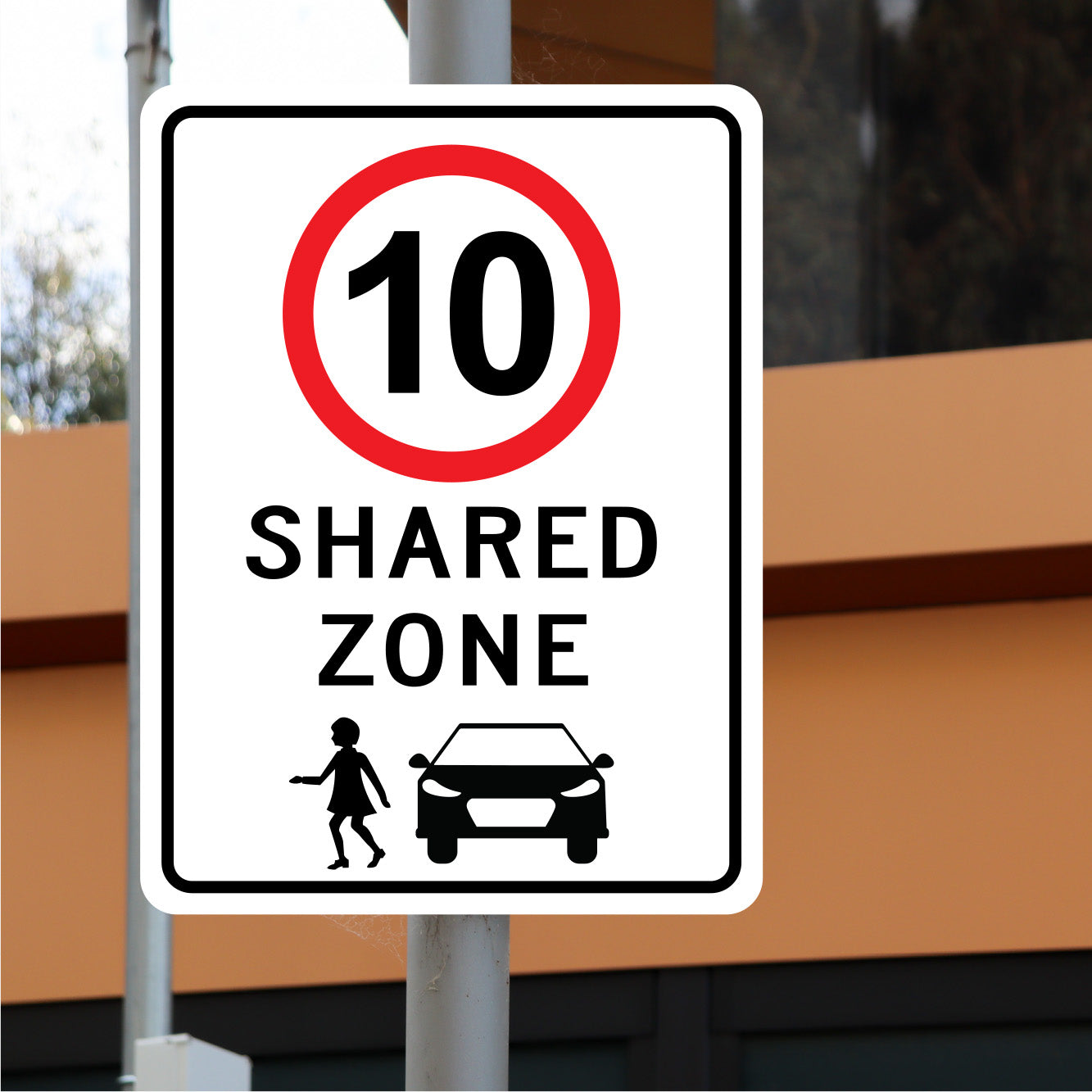 SHARED ZONE 10km Speed Limit SIGN