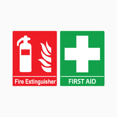 FIRE EXTINGUISHER & FIRST AID Sticker Sign