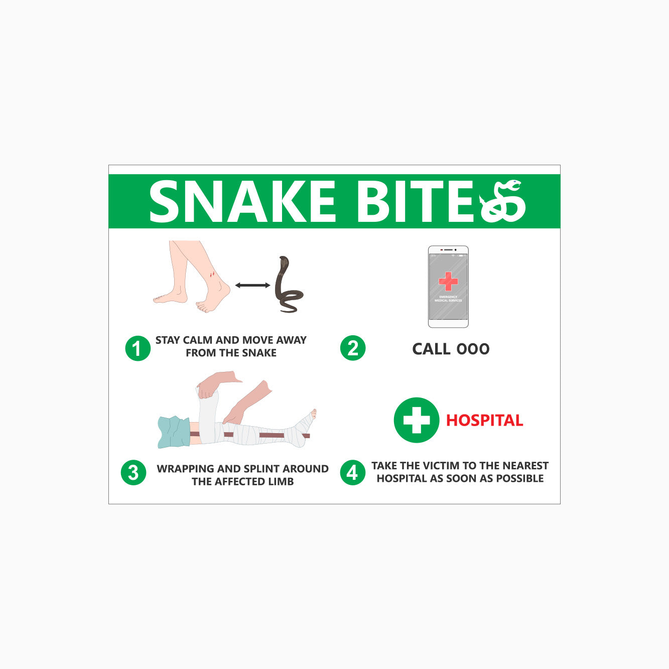 Worksafe Guide Snake SNAKE BITE GUIDE SIGN – Get signs