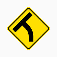 T-Intersection Curved Approach Sign left