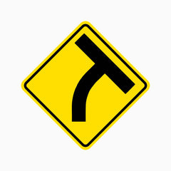 T-Intersection Curved Approach Sign right
