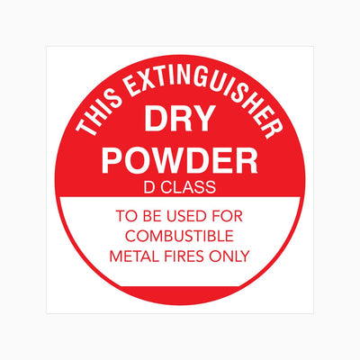 THIS EXTINGUISHER DRY POWDER D CLASS SIGN