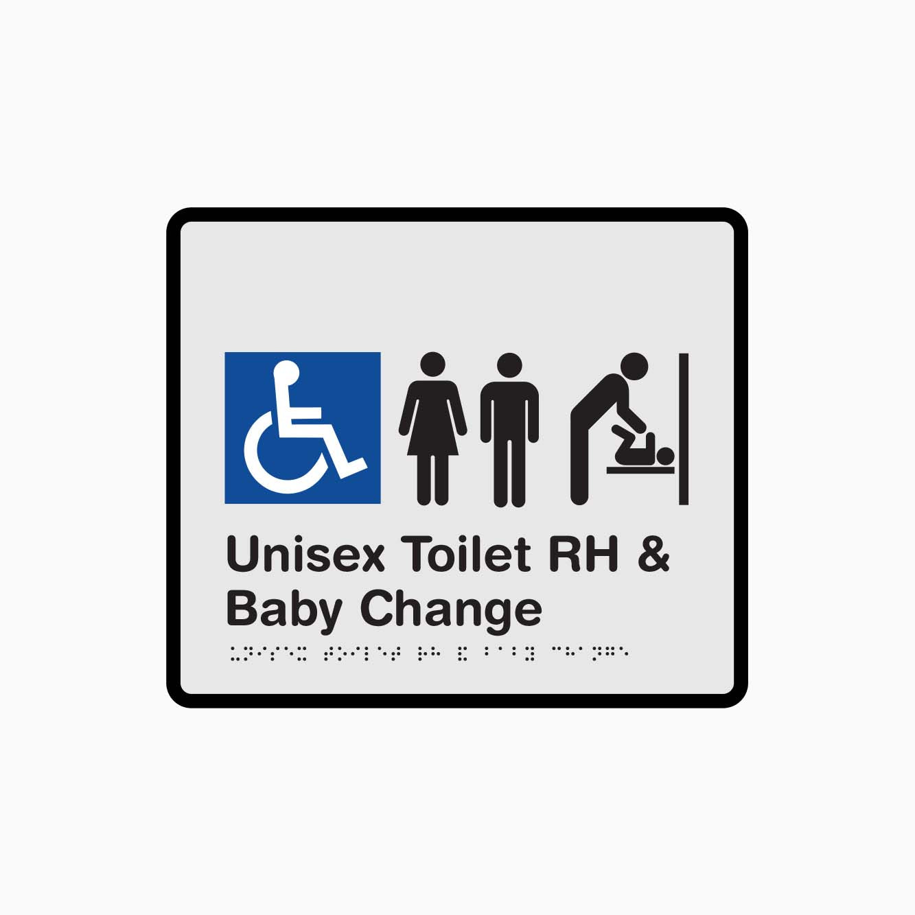 Unisex Toilet RH and Baby Change Braille & Tactile Sign