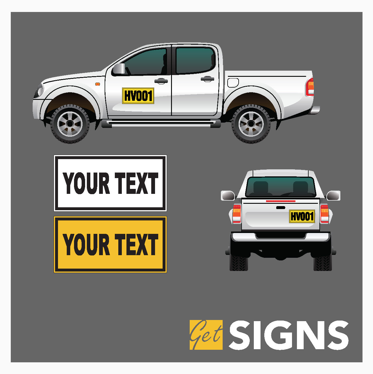 VEHICLE ID CALL NUMBERS SIGN With Custom Text