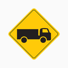 WARNING TRUCK CROSSING OR ENTERING SIGN