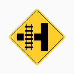 RAIL CROSSING ON SIDE ROAD SIGN