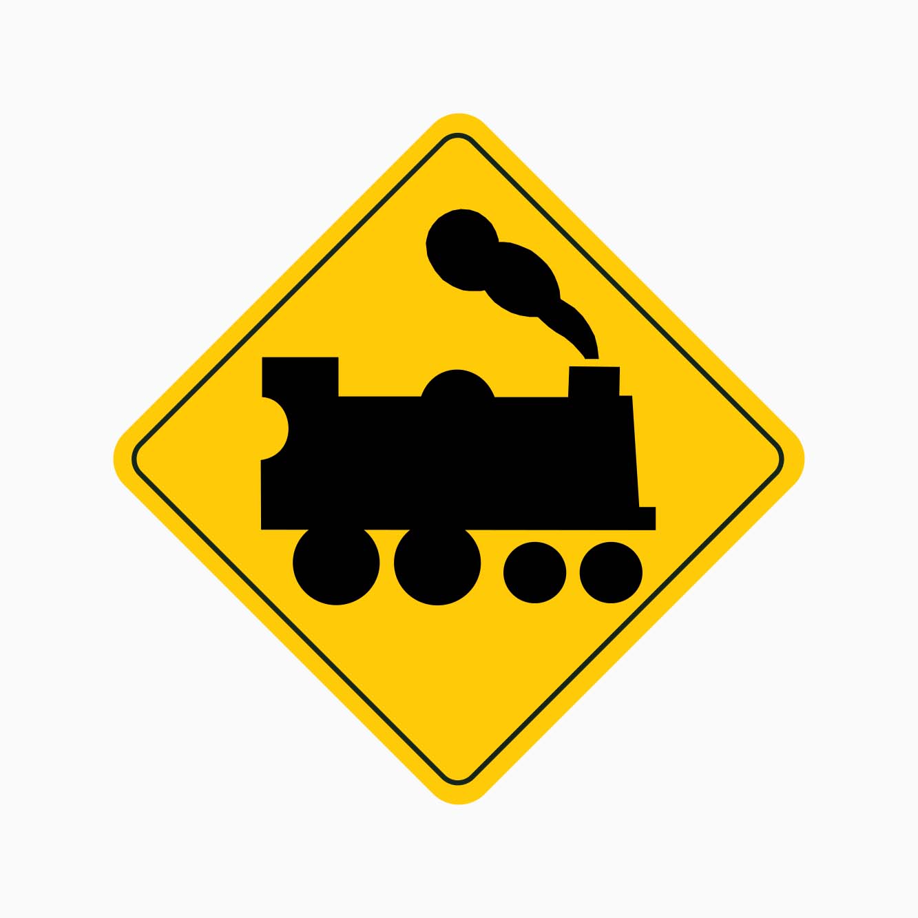 WARNING RAILWAY CROSSING AHEAD SIGN 