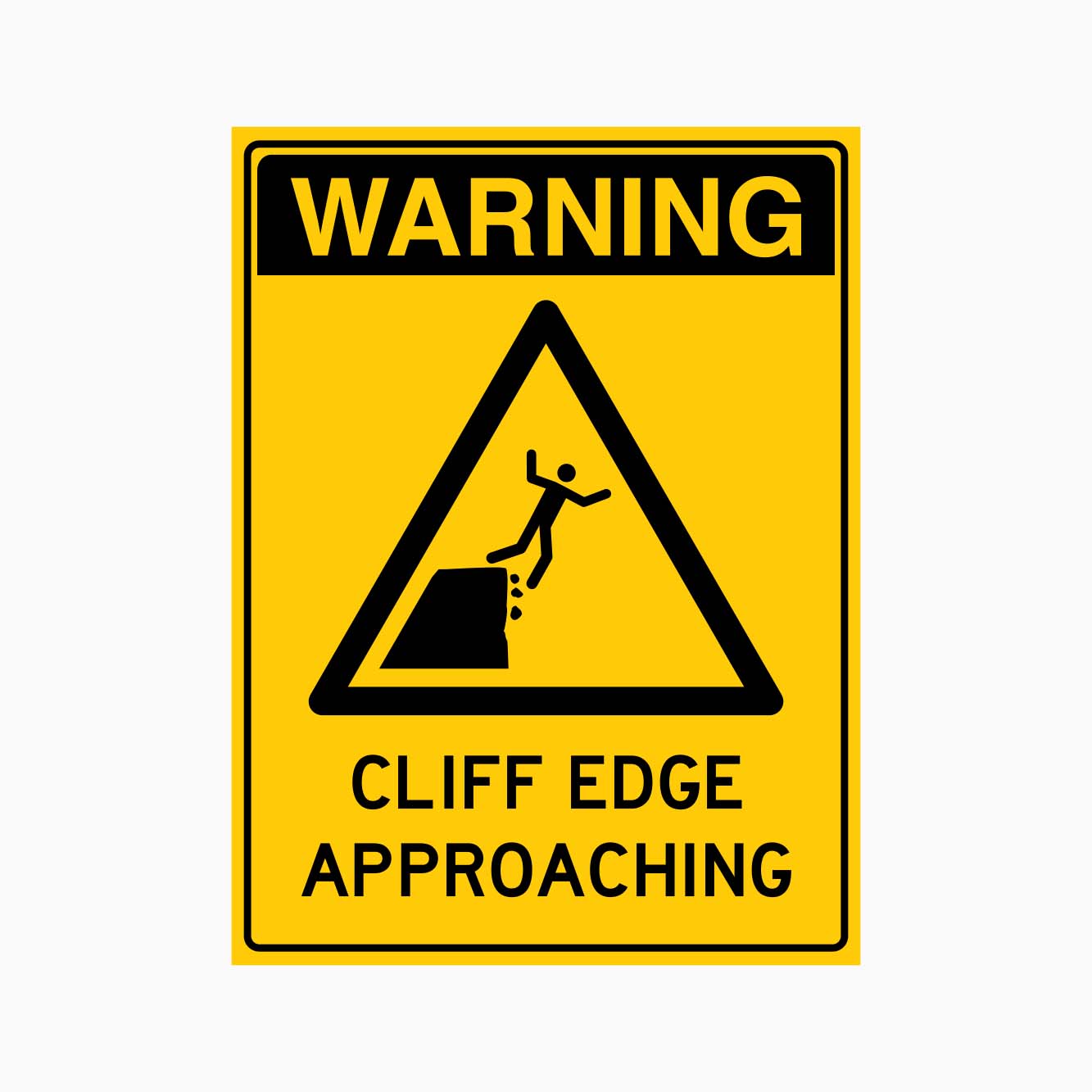 WARNING CLIFF EDGE APPROACHING SIGN - GET SIGNS