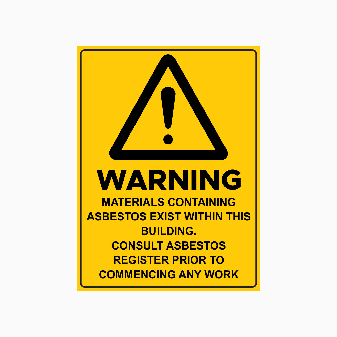 WARNING MATERIALS CONTAINING ASBESTOS EXIST WITHIN THIS BUILDING SIGN ...