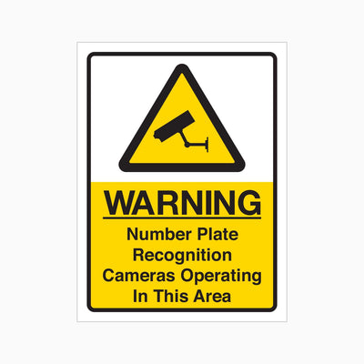 WARNING NUMBER PLATE RECOGNITION CAMERAS OPERATING IN THIS AREA SIGN