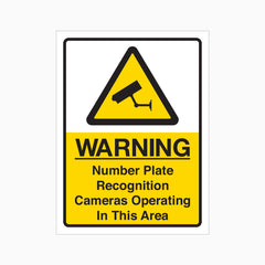 WARNING NUMBER PLATE RECOGNITION CAMERAS OPERATING IN THIS AREA SIGN