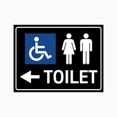 ACCESSIBLE TOILET SIGN -  (LEFT OR RIGHT POINT)