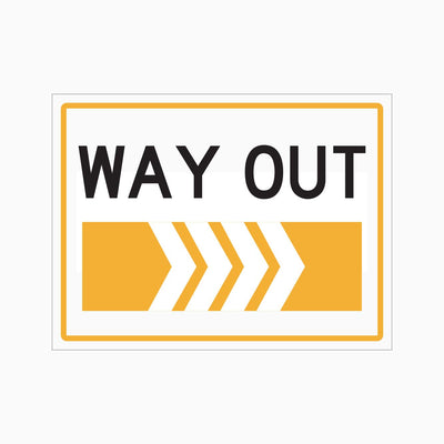 WAY OUT WITH RIGHT ARROW SIGN