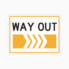 WAY OUT WITH RIGHT ARROW SIGN