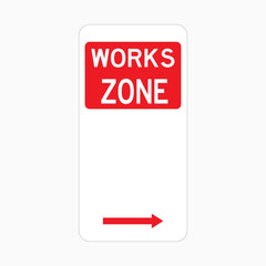 WORKS ZONE SIGN RIGHT