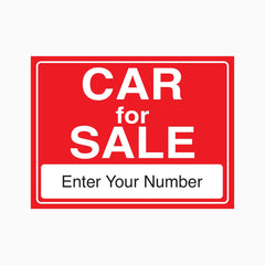 CAR FOR SALE SIGN with Custom Phone Number