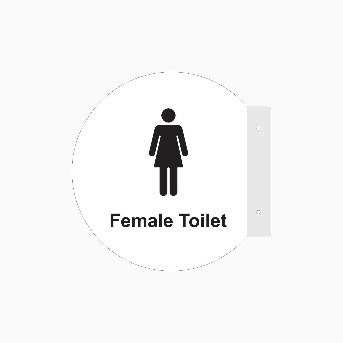 Double Sided Circle Blade, Female Toilet Sign - white - get signs